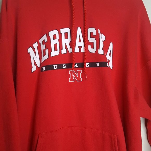 Hanes Nebraska Cornhuskers NCAA Football Hooded Sweatshirt Mens Size XL Red - Picture 1 of 4
